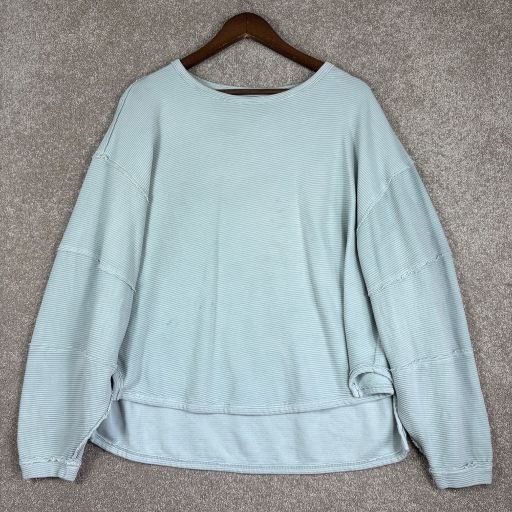 We The Free Free People Light Blue Ottoman Ribbed Oversized Top Medium
